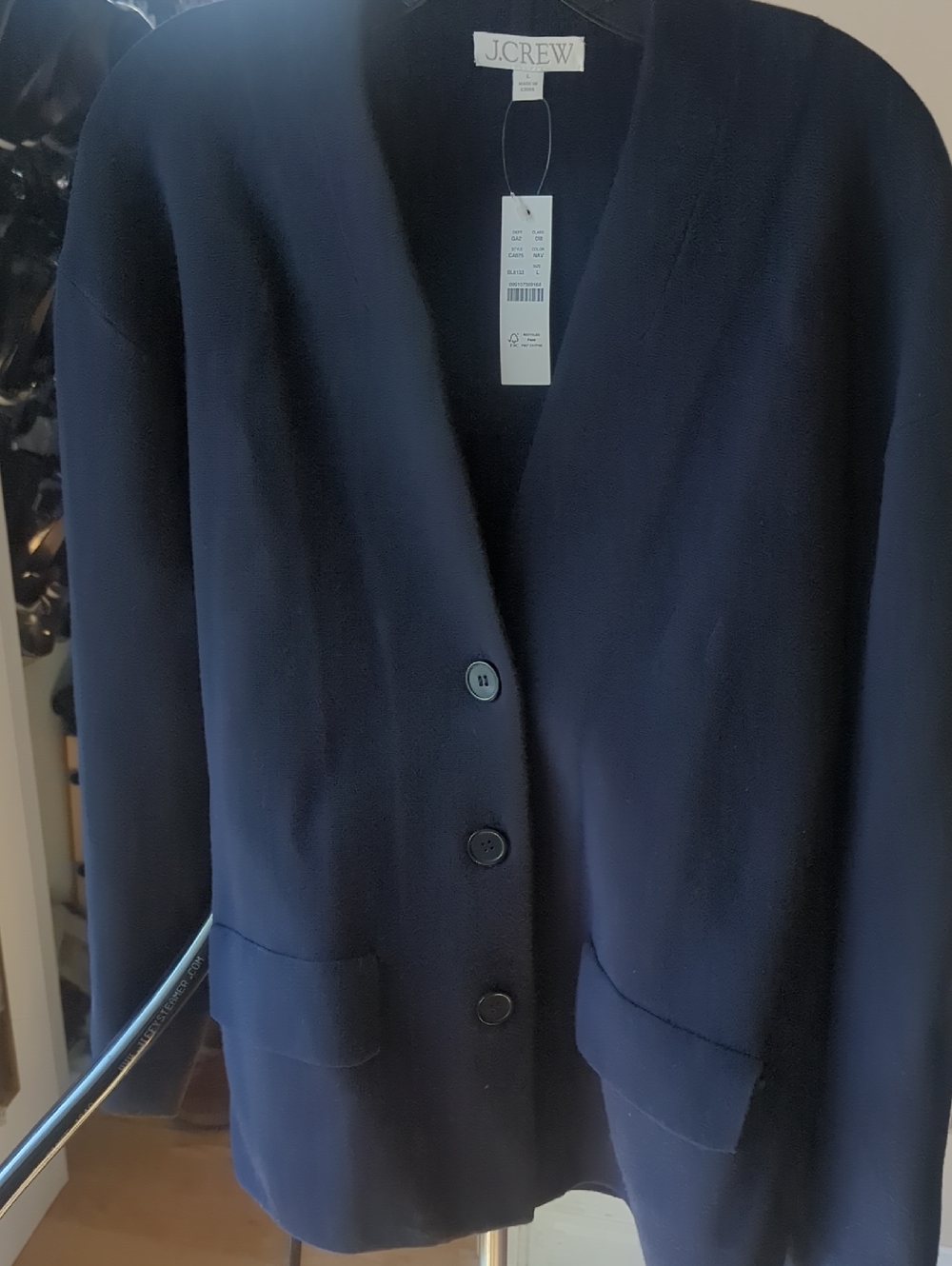 J. Crew Navy V-Neck Button Blazer